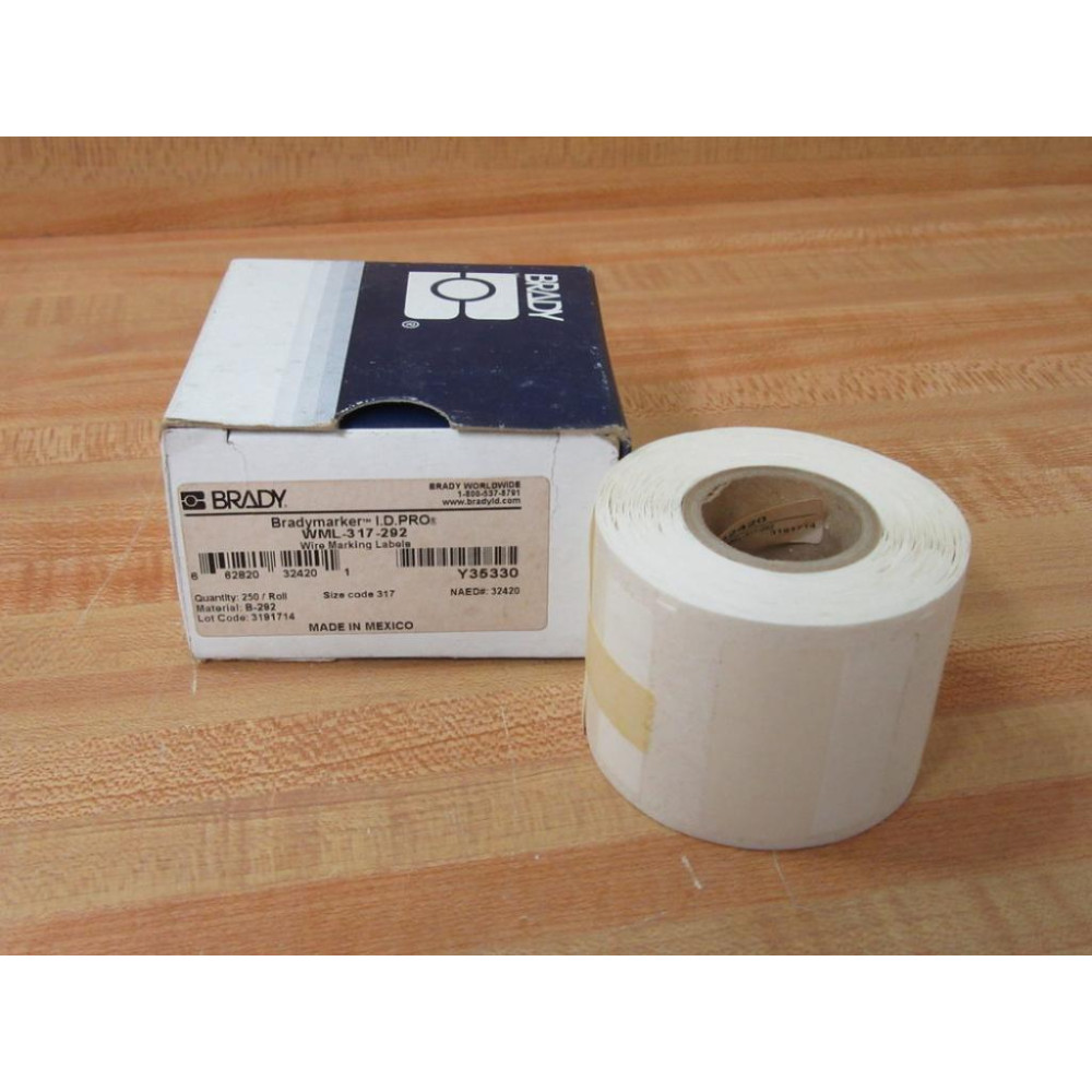 Brady WML-317-292 Wire Marking Label 32420 Y35330 250Roll