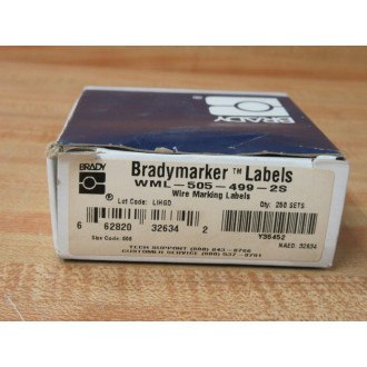 Brady WML-505-499-2S Wire Marking Label 32634 Y35452 (Pack of 250)