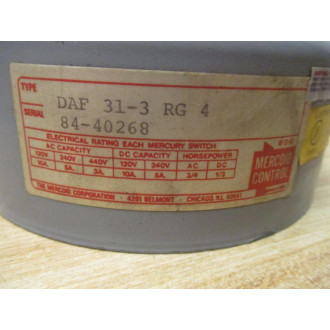 Mercoid DAF-31-3-9 Pressure Switch DAF 31-3 RG 4 Missing Cover Plate