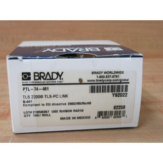 Brady PTL-74-461 Polyester Label 62258 Y92022 (Pack of 100)