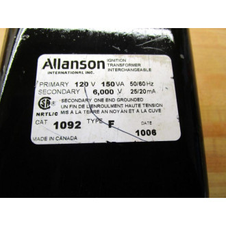 Allanson 1092-F Ignition Transformer 1092F - New No Box
