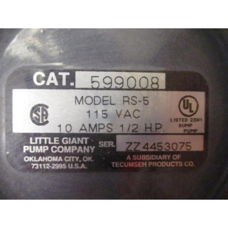 Little Giant Pump Company 599008 Piggyback Diaphragm Switch