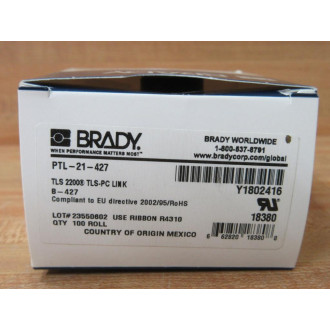Brady PTL-21-427 Vinyl Wire & Cable Label 18380 Y1802416 (Pack of 100)