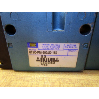 Mac Valves 811C-PM-593JD-152 Solenoid Valve 811CPM593JD152 - Used