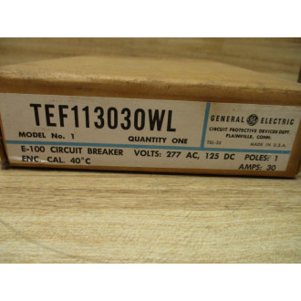 General Electric TEF113030WL E-100 30AMP Circuit Breaker TEF113030