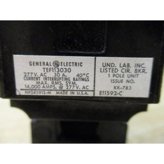 General Electric TEF113030WL E-100 30AMP Circuit Breaker TEF113030