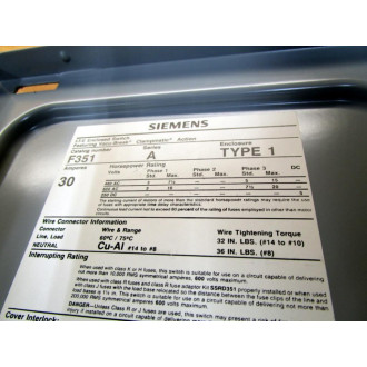 Siemens ITE F351 Heavy Duty Enclosed Switch - New No Box