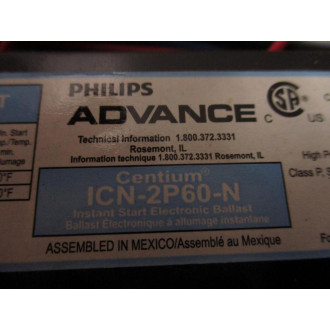 Philips Advance ICN-2P60-N Ballast ICN2P60N - New No Box