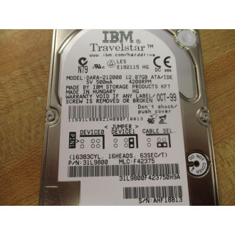 IBM DARA-212000 2.5" Travelstar ATAIDE Hard Druve 31L9800 - Used