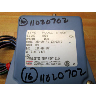 United Electric Controls E100 8BS 1530 Remote Temperature Switch E1008BS1530 - Used