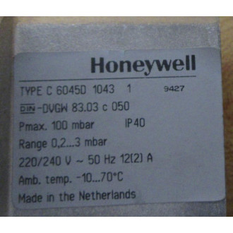Honeywell C6045D-1043 Pressure Switch C6045D1043