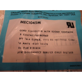 Crouse & Hinds MEC1045M Quick-Mate Control Cord Connector