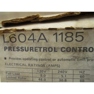 Honeywell L604A 1185 Tradeline Pressuretrol L604A1185