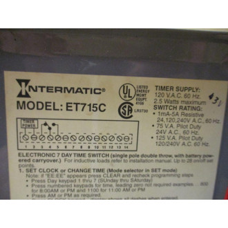 Intermatic ET715C Electronic 7-Day  Time Switch - New No Box