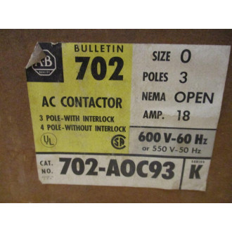 Allen Bradley 702-A0C93 AC Contactor 702A0C93