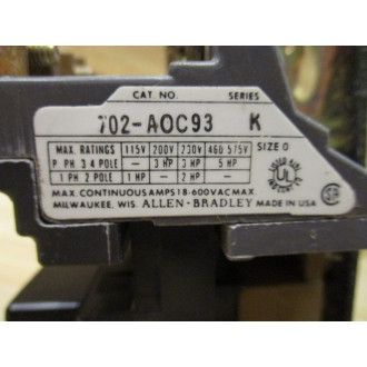 Allen Bradley 702-A0C93 AC Contactor 702A0C93
