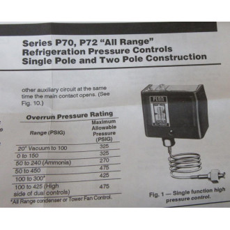 Johnson Controls Penn P70AB-2C Pressure Control P70AB2C