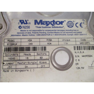 Maxtor 91024U4 DiamondMax Plus 5120 3.5" Internal Hard Drive - Used
