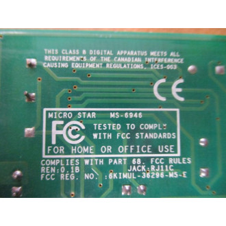Micro Star 6002118 56K V.92 PCI Soft Modem Card MS-6946 - Used