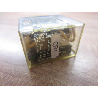 Omron LY4N-D2-24V Relay LY4N-D2-24V DC Coil 24VDC Tested (Pack of 2) - Used
