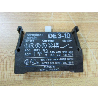 Sprecher + Schuh DE3-10 Contact Block DE310 660V~ 10A - New No Box