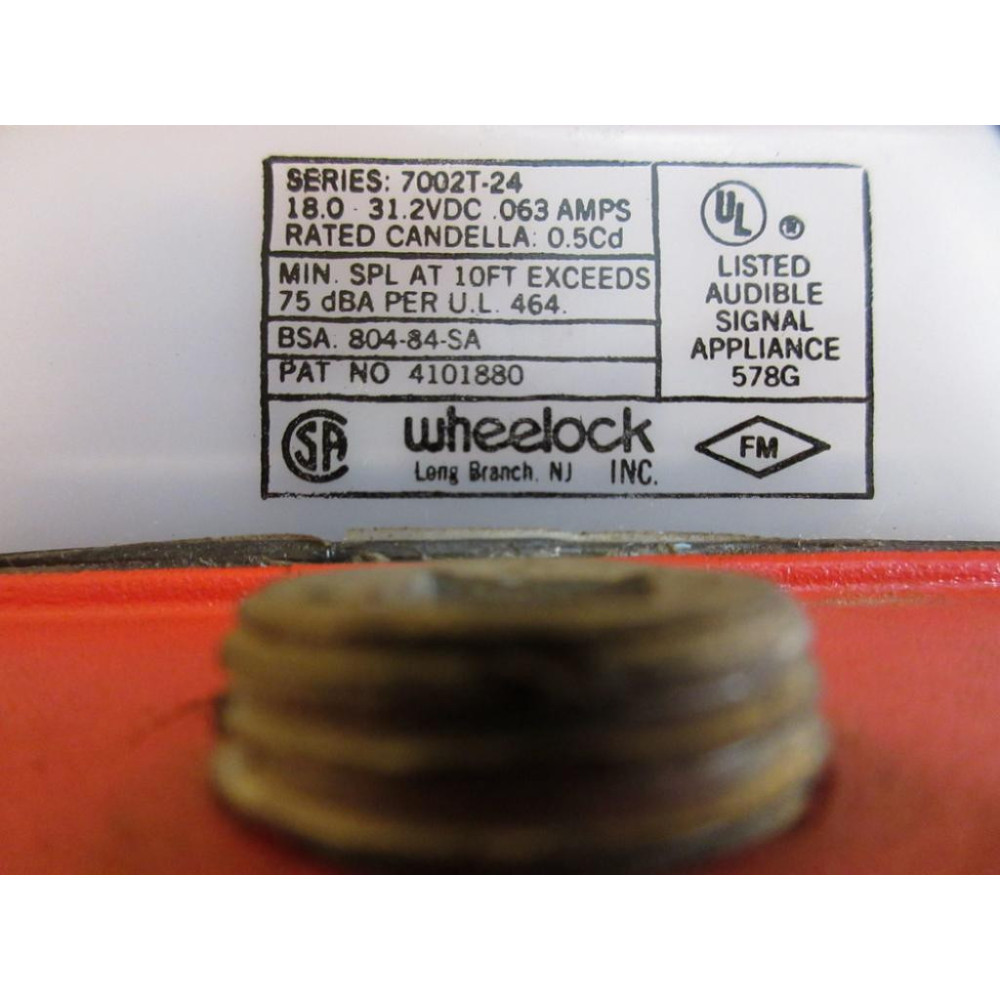 Wheelock 7002T-24 Safety Alarm Horn BSA-804-84-SA Halon Alarm - Used