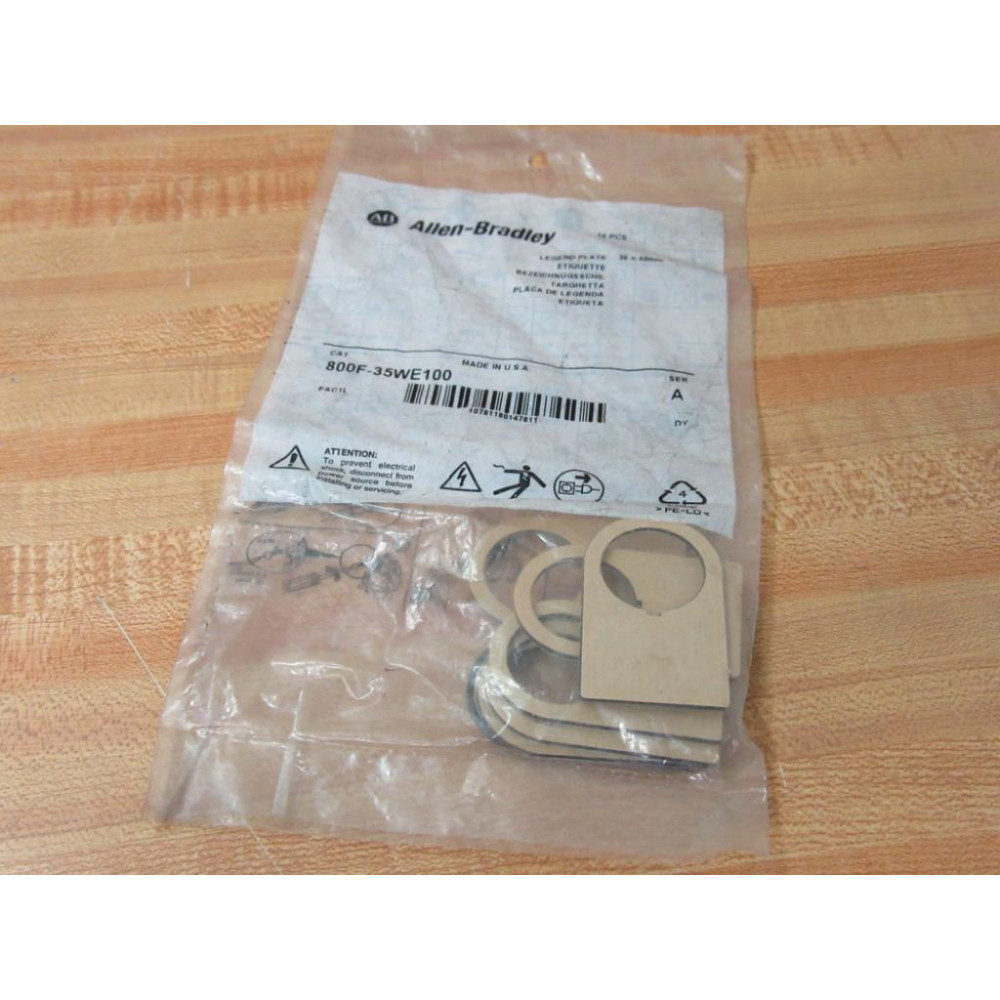 Allen Bradley 800F-35WE100 Legend Plate 800F35WE100 (Pack of 10)