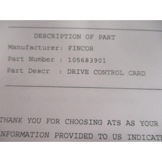 Fincor 105683901 Drive Control Card - Refurbished