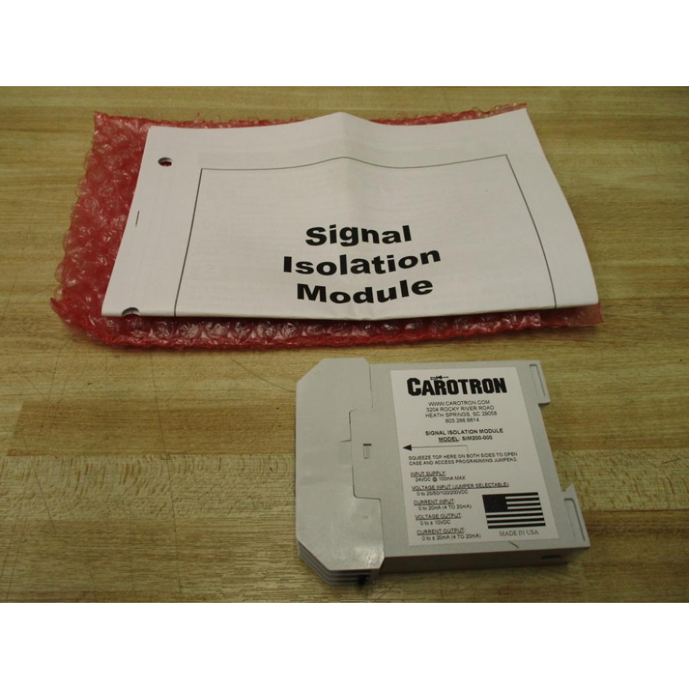 Carotron SIM200-100 Signal Isolation Module SIM200100 - New No Box Carotron SIM200-100 Signal Isolation Module SIM200100 - New No Box
