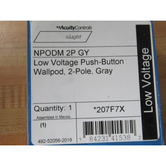 Acuity Controls NPODM 2P GY Push-Button Wallpod NPODM2PGY