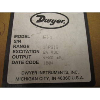 Dwyer 673-1C Fixed Range Pressure Transmitter 673-1