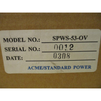 AcmeStandard Power SPWS-53-OV Linear Power Supply SPWS53OV