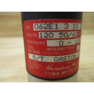 Humphrey Products 062E1 3 10 21 35 Vacuum Air Solenoid Valve 062E13102135