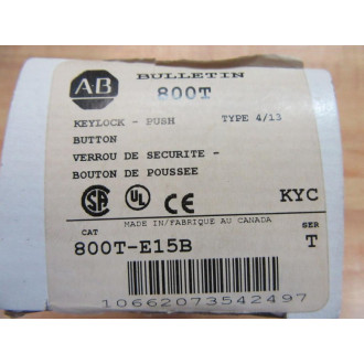 Allen Bradley 800T-E15B Keylock Push Button 800TE15B