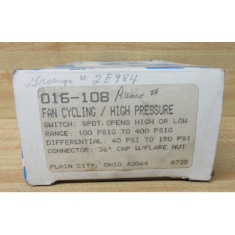 Rancor 016-108 High Pressure Control 016108 WO Bracket