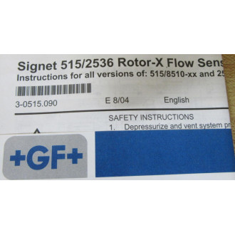 Georg Fischer Signet P51530-PO Flow Sensor P51530PO Georg Fischer Signet P51530-PO Flow Sensor P51530PO