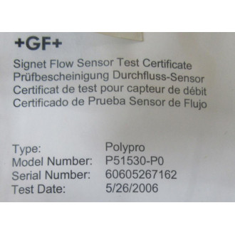 Georg Fischer Signet P51530-PO Flow Sensor P51530PO Georg Fischer Signet P51530-PO Flow Sensor P51530PO