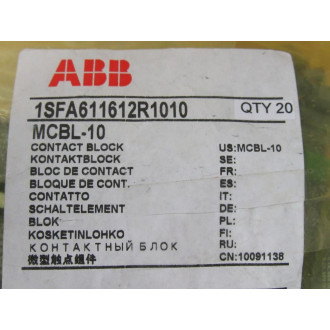 ABB MCBL-10 Contact Block 1SFA611612R1010 (Pack of 20)