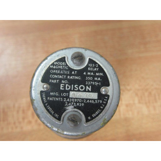 Edison 103-2 Magnetic Relay 33795-1 350 MA. - Used