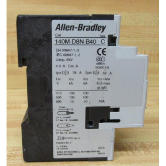 Allen Bradley 140M-D8N-B40 Circuit Breaker 140MD8NB40 - Used