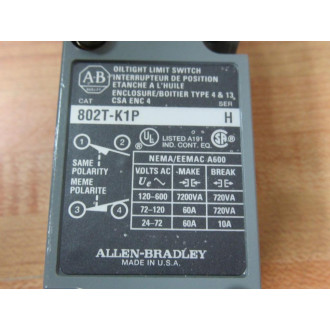 Allen Bradley 802T-K1P Limit Switch 802TK1P Series H