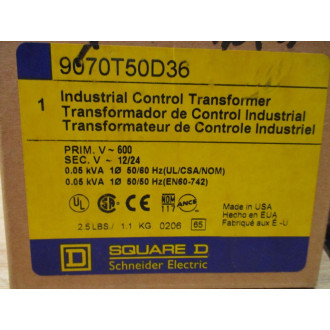 Square D 9070T50D36 Industrial Control Transformer