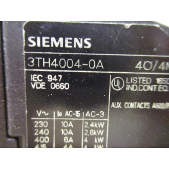 Siemens 3TH4004-0AC2 Control Relay 3TH40040AC2