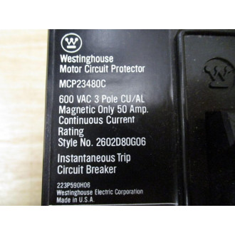 Westinghouse MCP23480C 50 AMP Circuit Breaker Style  2602D80G06 - New No Box