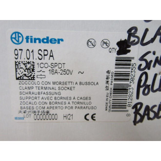 Finder 97.01.SPA Clamp Terminal Socket 9701SPA (Pack of 6)