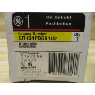General Electric CR104PBG91U2 HD Oil-Tight Push Button GE WContact Block