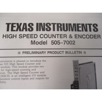 Siemens 505-7002 TI High Speed CounterEncoder Mod 5057002