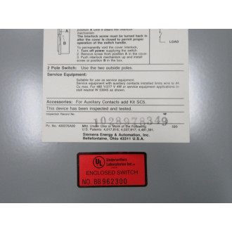 Siemens F353 Enclosed Safety Switch