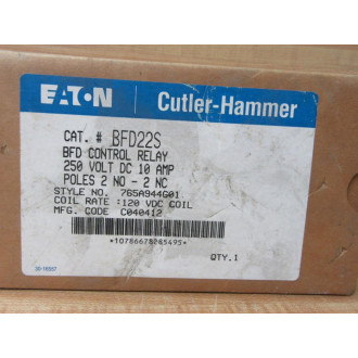 Eaton BFD22S Cutler Hammer BFD Control Relay 765A944G01