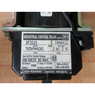 Eaton BFD22S Cutler Hammer BFD Control Relay 765A944G01